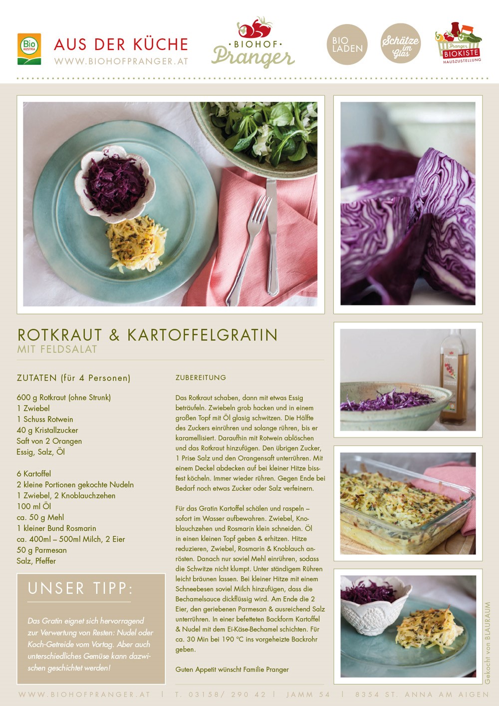 Rotkraut und Kartoffelgratin